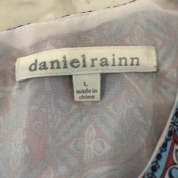 Daniel Rainn Paisley Layered Pleated Sleeveless Blouse Womens Large BlueRed Boho - Picture 4 of 7